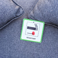 A flame retardant label on a couch
