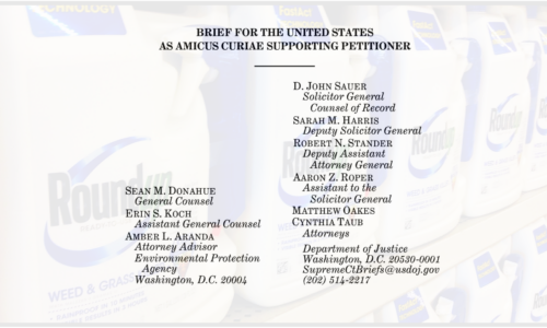 The signers of the Trump administration's amicus curiae brief supporting Bayer and Monsanto