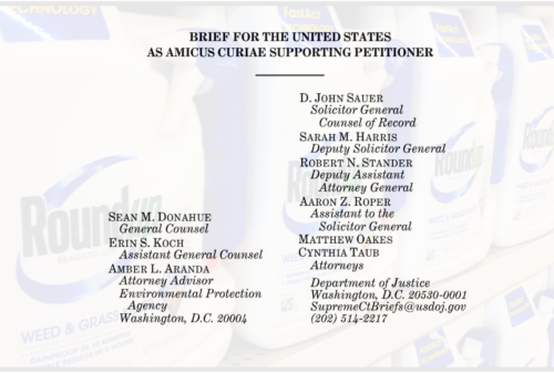 The signers of the Trump administration's amicus curiae brief supporting Bayer and Monsanto