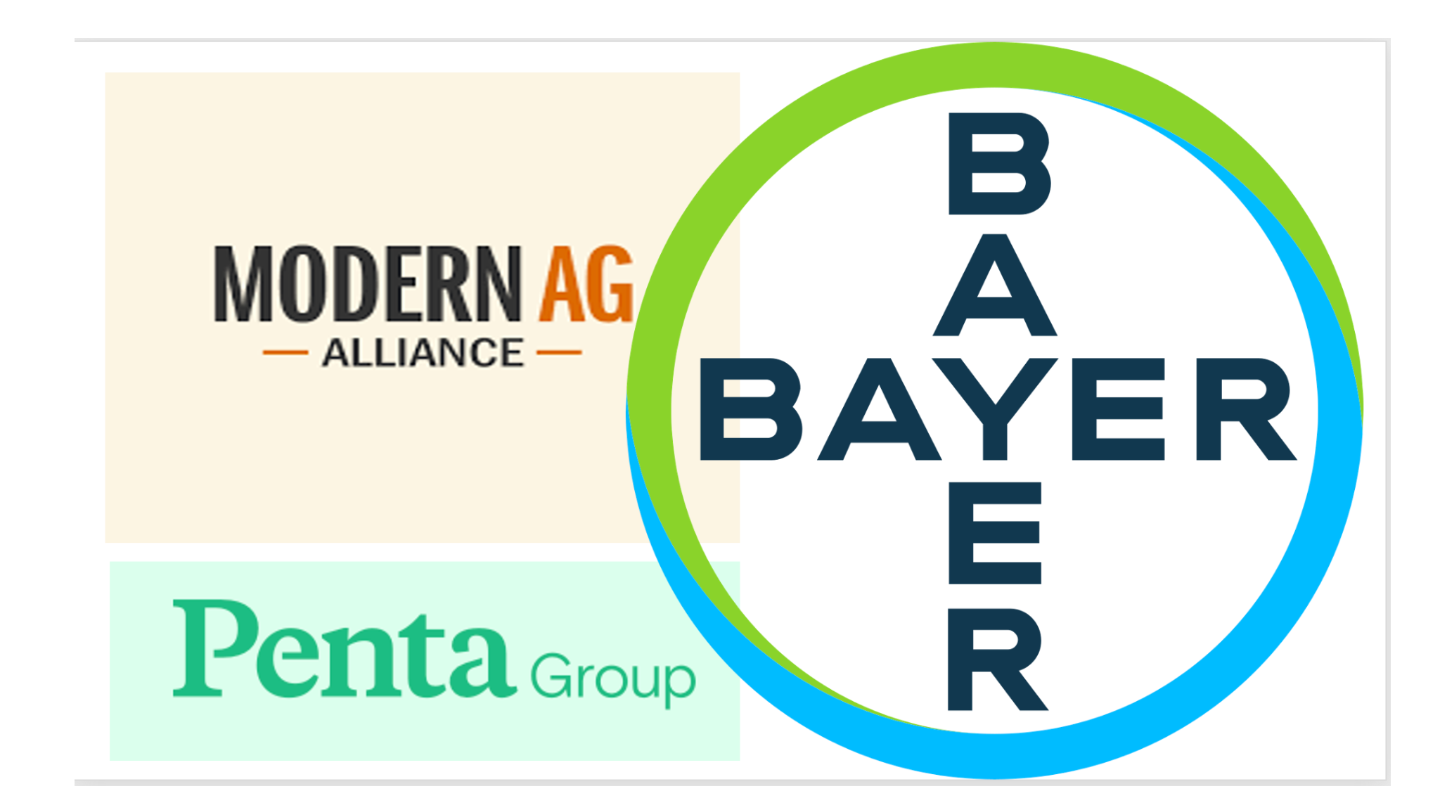 Logos of Modern Ag Alliance, Bayer and Penta Group